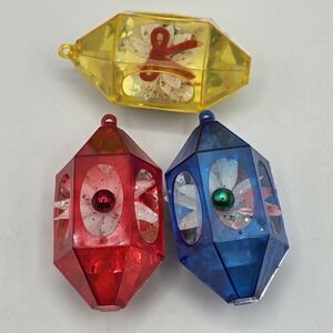 3 Vtg Jewelbrite Mcm 3D Diorama Christmas  Ornament Floral Flowers